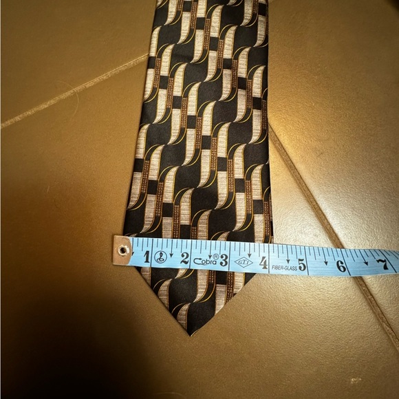 LANVIN PARIS Renaissance 100% Silk Navy Blue Gray Gold Men's Tie Quiet luxury - Picture 12 of 14